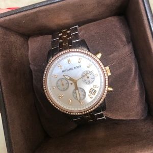 Tri Color MK Watch with Crystal Bezel